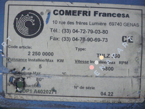 Code: 22500000, Type: THLZ 250 ventiladores centrífugos de doble aspiración