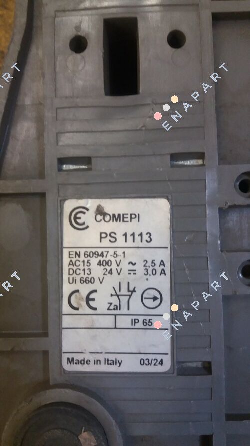 PS1113  Interruptor de límite de seguridad con actuador separado, IP65, contactos de acción rápida (1NO + 1NC), operación de apertura positiva