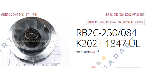 RB2C-250/084 K202 I-1847 UL Ventilador