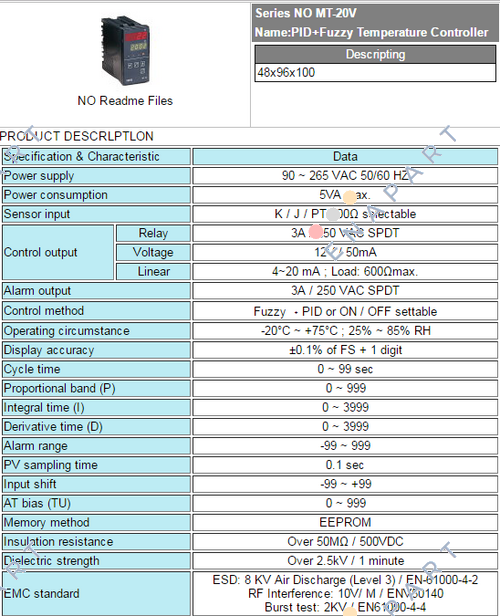 MT-20-V controlador Thermo