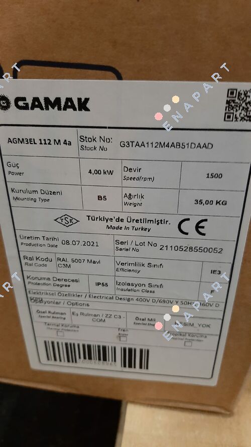 AGM3EL 112 M 4a MOTOR B35 DE 4 KW 1500 MIN