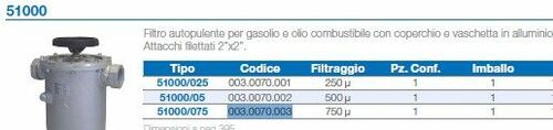 51000/075/ 003.0070.003 Filtro de combustible autolimpiante
