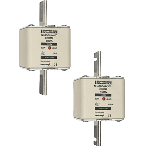 NH fuse-links gG 690VAC , middle indicator/live gripping-lugs size 4, 4a