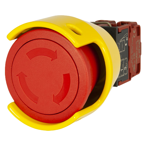 Mushroom push-button Ø 52, padlockable guard