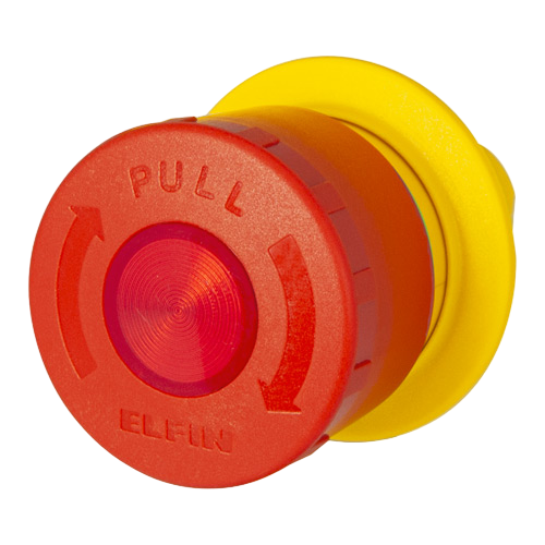 Mushroom push-button Ø 40, twist-pull release, yellow disc