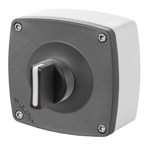 2-position knob selector switch, black, with enclosure