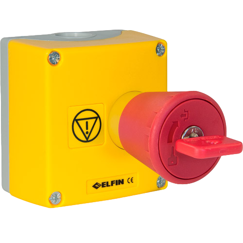 Emergency push-button Ø 44, key release, with enclosure