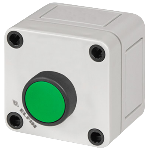 Guarded push-button, green, with enclosure