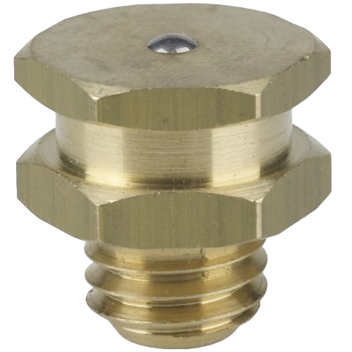 Button head grease nipples T1/B, head diameter 16 mm, brass, stainless steel ball, hexagon version, hexagon head