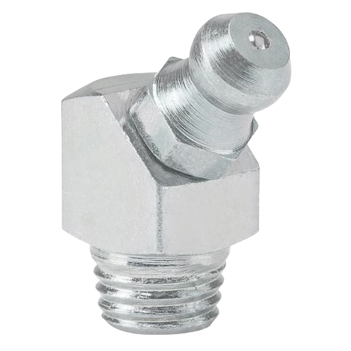 Hydraulic grease nipples H2, 45°, acc to DIN 71 412, hardened, galvanized, self-tapping thread, square version